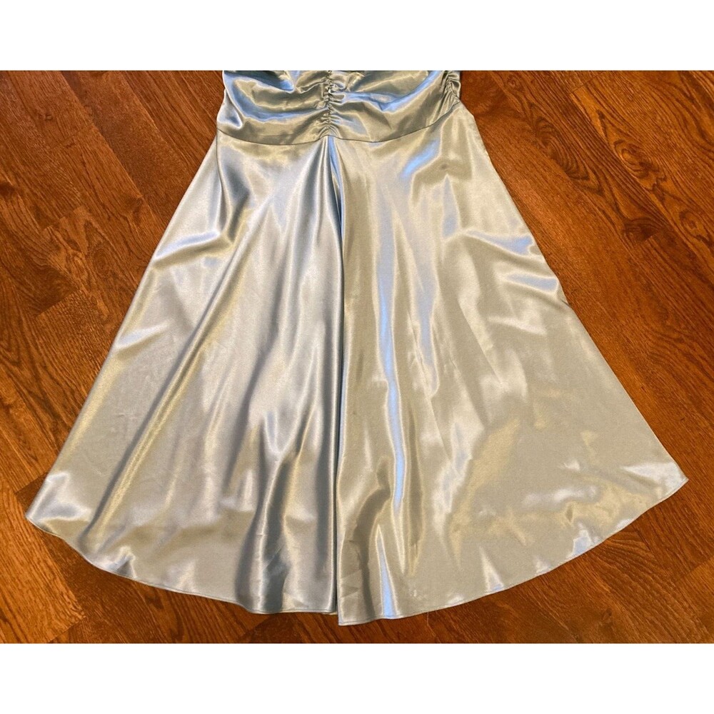 Jessica McClintock Vintage Blue Ruched Halter Neck Prom Formal Dress Size 2 - Picture 12 of 14